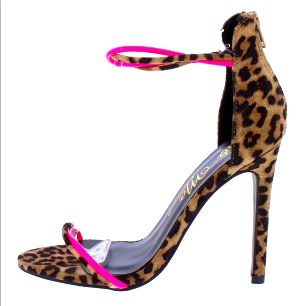 So Me Leopard Print Neon Pink Heel Sandals New In Box!